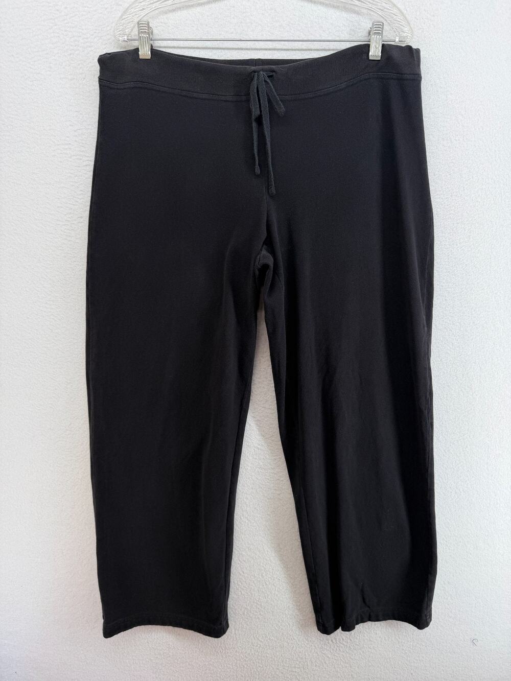 EILEEN FISHER Pants L Heavy Brushed Jersey Cotton Straight Ankle Black
